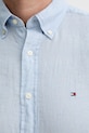 Tommy Hilfiger koszula lniana MW0MW35207 niebieski