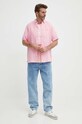Πουκάμισο από λινό Tommy Hilfiger MW0MW35207 ροζ SS25