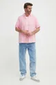 Ľanová košeľa Tommy Hilfiger ružová