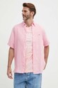 Πουκάμισο από λινό Tommy Hilfiger ροζ MW0MW35207
