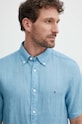 Πουκάμισο από λινό Tommy Hilfiger MW0MW35207 μπλε