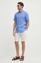 Tommy Hilfiger cămașă de in MW0MW35207 albastru SS25
