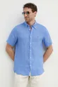 niebieski Tommy Hilfiger koszula lniana