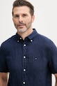 Ľanová košeľa Tommy Hilfiger tmavomodrá MW0MW35207