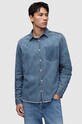 AllSaints koszula bawełniana jeansowa SOLAR bawełna turkusowy MR010Z