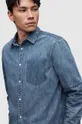 Βαμβακερό τζιν πουκάμισο AllSaints SOLAR τιρκουάζ