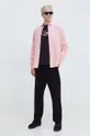 Tommy Jeans camicia in lino misto rosa