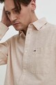 Tommy Jeans koszula z domieszką lnu beżowy DM0DM18962