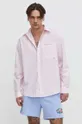Βαμβακερό πουκάμισο Tommy Jeans ροζ