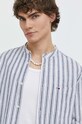 Košile s příměsí lnu Tommy Jeans DM0DM18960 bílá