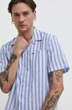 Tommy Jeans koszula z domieszką lnu niebieski DM0DM18961