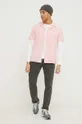 Рубашка с примесью льна Tommy Jeans розовый