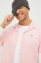rózsaszín Tommy Jeans lenvászon ing