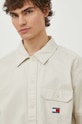 Хлопковая рубашка Tommy Jeans бежевый DM0DM18969