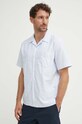 Βαμβακερό πουκάμισο A.P.C. chemise lloyd avec logo μπλε COGUH.H12585.IAA