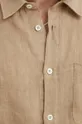 Lněná košile A.P.C. chemisette bellini logo béžová
