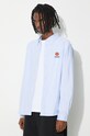 Хлопковая рубашка Kenzo Boke Flower Crest Casual Shirt голубой FD55CH4109LO.64