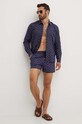 Oblečení Bavlněná košile Vilebrequin CARACAL CCAAV239 námořnická modř