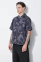 grigio Neil Barrett camicia in cotone Boxy Bold Flowers Print Short Sleeve Shirt
