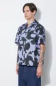 blu Neil Barrett camicia in cotone Boxy Bold Flowers Print Short Sleeve Shirt