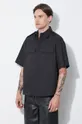 czarny Neil Barrett koszula Loose Military Police Detail Short Sleeve Shirt