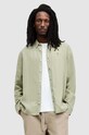 AllSaints cămașă de in LAGUNA LS SHIRT lung verde MS540Z