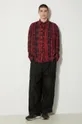 Needles cotton shirt Flannel Shirt -> Ribbon Wide Shirt / Over Dye red