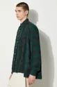 green Needles cotton shirt Flannel Shirt -> Ribbon Wide Shirt / Over Dye