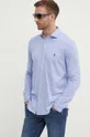 μπλε Βαμβακερό πουκάμισο Polo Ralph Lauren Ανδρικά