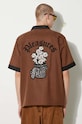 Abbigliamento PLEASURES camicia Daisy Bowling Button Down P24SU001.BROWN marrone
