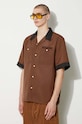 PLEASURES camicia Daisy Bowling Button Down marrone P24SU001.BROWN