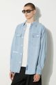 Bavlněná košile AAPE modrá AAPSTM8472XXM