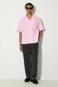 Lněná košile Pangaia DNA Linen Camp Collar Shirt 10002046 růžová SS24