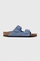 Birkenstock papuci din piele intoarsa pentru copii Arizona Kids VL Planet friendly albastru 1026915.24.35