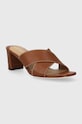 Кожаные шлепанцы Lauren Ralph Lauren Freddi 802925266003.270 коричневый SS24