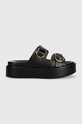 Δερμάτινες παντόφλες Pinko SD0057 P001 Z99 5-8 cm μαύρο SD0057.P001.Z99