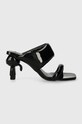 Karl Lagerfeld slapi de piele IKON HEEL gros negru KL39005A.00X