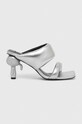 Usnjeni natikači Karl Lagerfeld IKON HEEL več kot 8 cm srebrna KL39005A.0SL