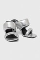 Usnjeni natikači Karl Lagerfeld IKON HEEL KL39005A.0SL srebrna SS24