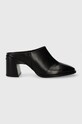 Kožené šľapky Calvin Klein GEO BLOCK MULE 60 usňová koža čierna HW0HW01844