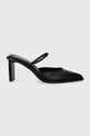 Calvin Klein slapi de piele PADDED CURVED STIL MULE PUMP 70 gros negru HW0HW01991