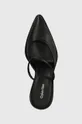 čierna Kožené šľapky Calvin Klein PADDED CURVED STIL MULE PUMP 70