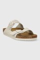Obuwie Birkenstock klapki zamszowe Arizona 1026817.White beżowy
