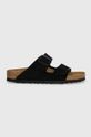 Παντόφλες σουέτ Birkenstock Arizona φλατ μαύρο 1027164