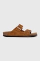 Semišové pantofle Birkenstock Arizona semišová kůže hnědá 1027162