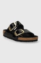 Birkenstock klapki skórzane Arizona Big Buckle 1021471 czarny SS24