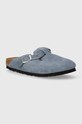 Παντόφλες σουέτ Birkenstock Boston φλατ μπλε 1026659