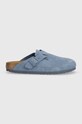 Замшеві шльопанці Birkenstock Boston віденський блакитний 1026804