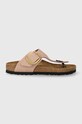 Birkenstock slapi din piele intoarsa Gizeh Big Buckle piele întoarsă roz 1027113