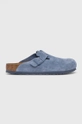 niebieski Birkenstock klapki zamszowe Boston Damski